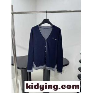 シルクxカシミヤ カーディガン ミュウミュウ コピーブランド ニット コピー Vネック ネイビーkid26Ofueyq