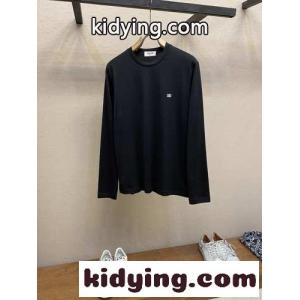ベーシック ロゴ クルーネック コットン 長袖Tシャツ セリーヌ コピーブランド Tシャツ コピー ブラックkid269vGHja