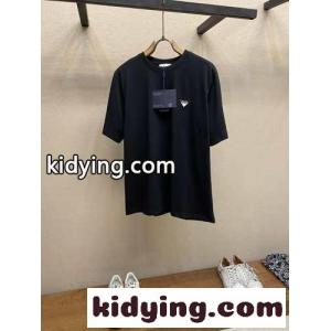 カジュアル ロゴパッチ クルーネック プラダ スーパーコピー Tシャツ コピー ブラックkid26HPHbOn