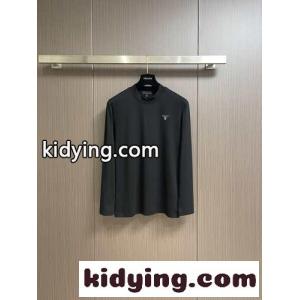 シンプル ロゴ入り プラダ コピーブランド Tシャツ コピー 長袖Tシャツ ブラックkid261T9D8j