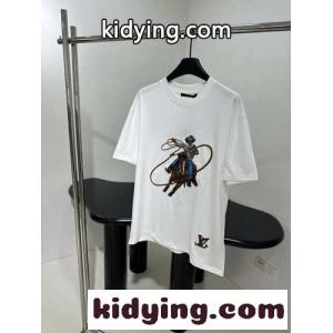 グラフィックエンブロイダードコットンTシャツ ルイヴィトン コピー Tシャツ コピー 半袖Tシャツkid26LvayOj