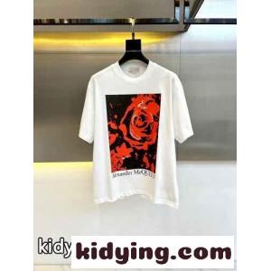 ワックス フラワー 半袖Tシャツ アレキサンダー・マックイーン Tシャツ コピー ホワイトkid264biyWn