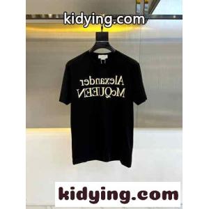 リフレクテッドロゴ 半袖Tシャツ アレキサンダー・マックイーン Tシャツ コピー ブラックkid26z0HXva