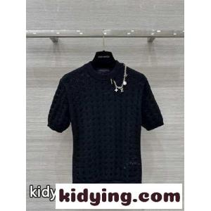 レースニットチャームTシャツ ルイヴィトン コピー Tシャツ コピー ブラックkid26LD4fei