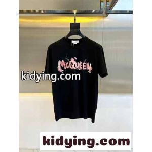 McQueenグラフィティ 半袖Tシャツ アレキサンダー・マックイーン Tシャツ コピー ブラックkid26mKfGfe