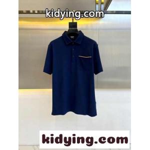 シンプル コットンピケ 半袖 ポロシャツ エルメネジルド・ゼニア Tシャツ コピー ブルーkid261Hb4Hr