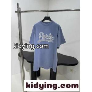 ユニセックス ENJOY PARIS 半袖Tシャツ バレンシアガ コピーブランド Tシャツ コピー ブルーkid26fq4n8D