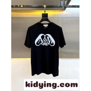 ロゴプリント コットン 半袖Tシャツ アレキサンダー・マックイーン Tシャツ コピー ブラックkid26WP5nOb