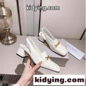 チェーン付き パテントレザー スリングバックパンプス ジミーチュウ コピーブランド パンプス スーパーコピー ホワイトkid26XvOz8n