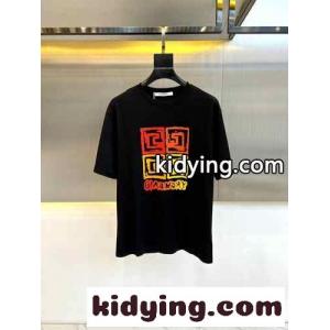 カジュアル ロゴ クルーネック 半袖Tシャツ ジバンシィ ブランド コピー Tシャツ コピー ブラックkid26nSjKTD