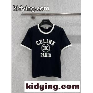 カジュアル ロゴプリント 半袖Tシャツ セリーヌ コピー Tシャツ コピー ブラックkid26yeqi8v