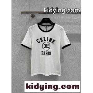 カジュアル ロゴプリント 半袖Tシャツ セリーヌ コピー Tシャツ コピー ホワイトkid26numeSb