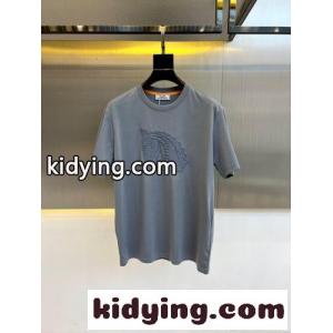 シンプル 上品 コットン クルーネック エルメス コピー Tシャツ 偽物 半袖トップス グレーkid26D8vCOf