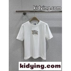 EKD チェック コットンTシャツ バーバリー コピー Tシャツ コピー クルーネック ホワイトkid264H5jOj
