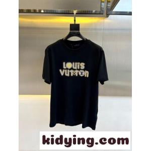 洗練された カジュアル ロゴ 半袖Tシャツ ルイ・ヴィトン Tシャツ 偽物 ブラックkid26a0PfOf