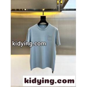 ロエベ ブランド コピー Tシャツ 偽物 シンプル クルーネック 半袖Tシャツ ロゴ入り ブルーkid26jSv4vy