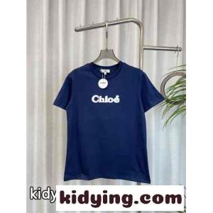シンプル ロゴ入り 半袖Tシャツ クロエ Tシャツ スーパーコピー クルーネック ブルーkid26zWbSLv
