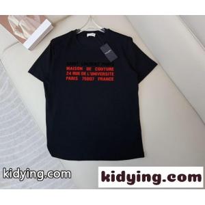 シンプル コットン ロゴTシャツ イヴ・サンローラン ブランド コピー Tシャツ コピー ブラックkid265feyyy