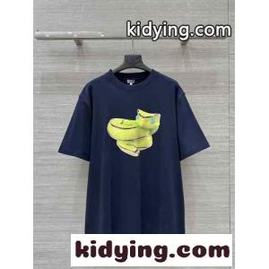 シンプル スネークプリント クルーネック 半袖Tシャツ ロエベ コピー Tシャツ コピー ネイビーkid265THfGb