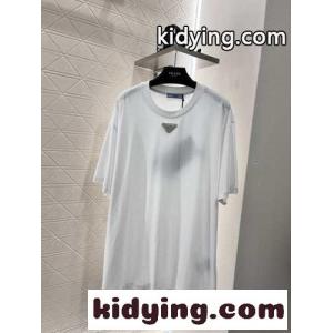 人気新作 prada スーパーコピー t シャツ レディースコピー トップス 半袖 純綿 シンプル カジュアル ホワイトkid269jmi0n