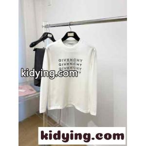 カジュアル ロゴ クルーネック 長袖Tシャツ ジバンシィ コピー Tシャツ コピー コットン ホワイトkid26bKviuu