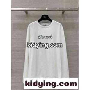 合わせやすい カジュアル コットン 長袖Tシャツ シャネル ブランド コピー Tシャツ コピー ホワイトkid269Lnmai