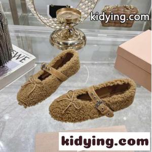 シープスキン フラット バレリーナシューズ ミュウミュウ スーパーコピー シューズ スーパーコピー キャメルkid26Wz8TLn