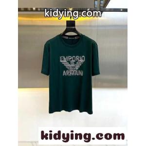アルマーニ ブランド コピー Tシャツ コピー カジュアル ロゴ入り 半袖Tシャツ グリーンkid269Duqmu