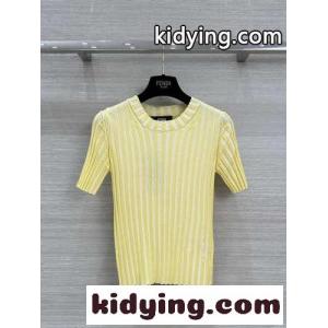 リブ編み セーター フェンディ コピーブランド ニット スーパーコピー レディース トップス イエローkid26yy8bei