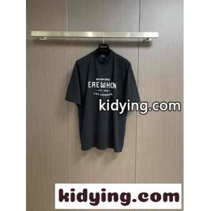 ユニセックス バレンシアガ スーパーコピー Tシャツ コピー カジュアル プリント 半袖Tシャツ ブラックkid26L5bCKb