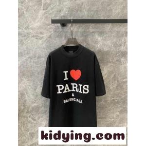 カジュアル プリント オーバーサイズ 半袖Tシャツ バレンシアガ コピー Tシャツ コピー ブラックkid2645Du0n