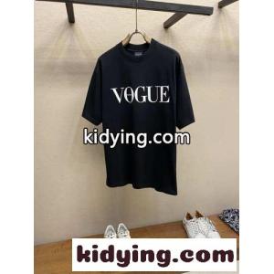 バレンシアガ ブランド コピー Tシャツ コピー ユニセックス オーバーサイズ プリント 半袖Tシャツ ブラックkid26bC01rm