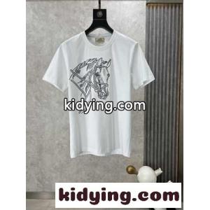 上品 カジュアル クルーネック 半袖Tシャツ エルメス コピーブランド Tシャツ コピー ホワイトkid26Gviaqu