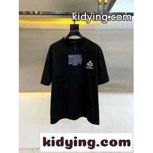 カジュアル リラックス プラダ ブランド コピー Tシャツ コピー コットンジャージー 半袖Tシャツ ブラックkid265X9HLf