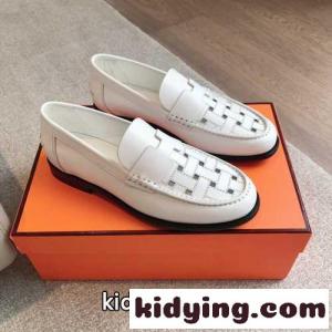 上品 人気 編み込み レディース ローファー エルメス ブランド コピー モカシン スーパーコピー ホワイトkid26GLfW9r