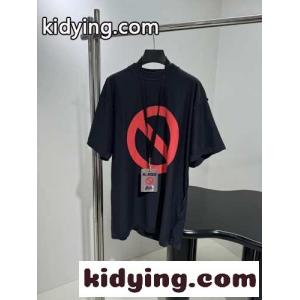 ユニセックス オーバーサイズ バレンシアガ コピー Tシャツ コピー プリント 半袖Tシャツ ブラックkid264fCGzu