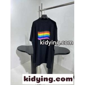 オーバーサイズ バレンシアガ コピーブランド Tシャツ コピー プリント半袖Tシャツ ユニセックス ブラックkid26rObWnu