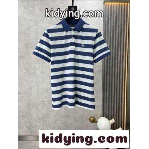 おしゃれ ボーダー柄 バーバリー コピー Tシャツ コピー コットンピケ 半袖 ポロシャツ ブルーkid26OX1Lry