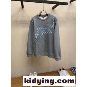エンブロイダードコットンスウェットシャツ ルイヴィトン ブランド コピー Tシャツ 偽物 グレーkid268ruq0f
