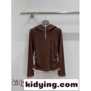 フェンミン カジュアル ハーフジップ トップス プラダ コピー Tシャツ 偽物 ブラウンkid265Tnqeu