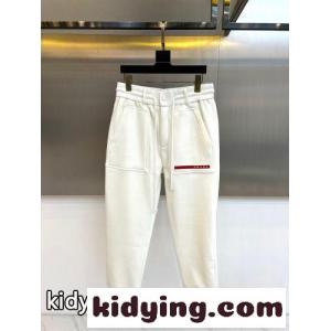 カジュアル コットン ジョガーパンツ プラダ ブランド コピー パンツ 偽物 ロゴ入り ホワイトkid26GTLLXb