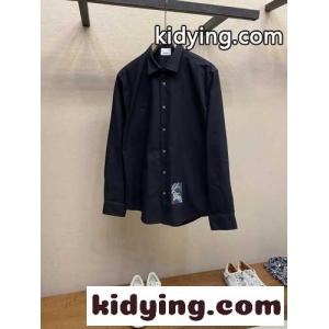 チェックラベル ロングスリーブシャツ バーバリー コピー シャツ コピー コットン ブラックkid26buyWry