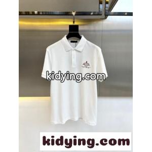 定番 コットンピケ ポロシャツ プラダ ブランド コピー Tシャツ 偽物 半袖 トップス ホワイトkid26aWPbqu