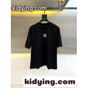 カジュアル ロゴ コットン 半袖Tシャツ ルイ・ヴィトン Tシャツ コピー ブラックkid26SXTTnu
