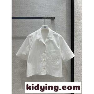 コットンブレンド クロップド シャツ ロエベ スーパーコピー シャツ コピー ホワイトkid264LHfqC