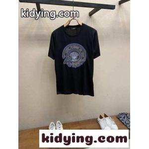 ヴェルサーチ コピーェ Tシャツ スーパーコピー シルケットコットン 半袖Tシャツ ブラックkid268r855j