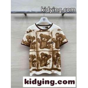 可愛い テディベアプリント コットンTシャツ ロエベ ブランド コピー Tシャツ スーパーコピーkid2601vCyy