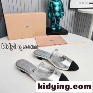 エレガント レザー＆グログランミュール ミュウミュウ コピーブランド サンダル スーパーコピー シルバーkid26Wz4n0z