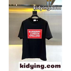 カジュアル ロゴプリント クルーネック バーバリー スーパーコピー 半袖Tシャツ コピー ブラックkid26b0LrKn