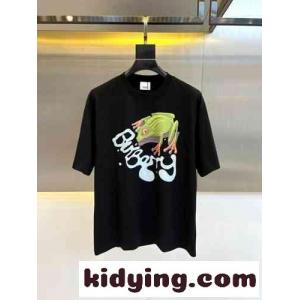 カジュアル フロッグ コットンTシャツ バーバリー コピー 半袖Tシャツ コピー ブラックkid26euOXDe